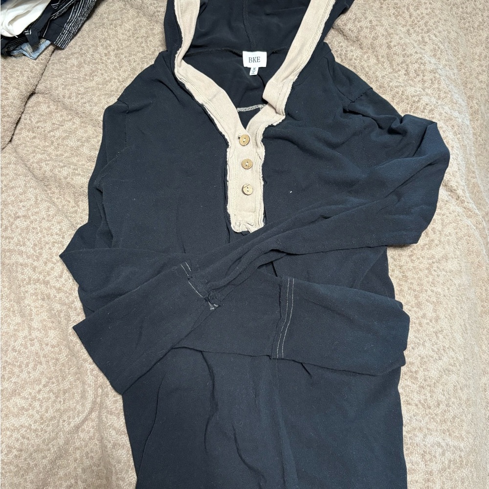 BKE Black and Cream Hooded Sweatshirt
